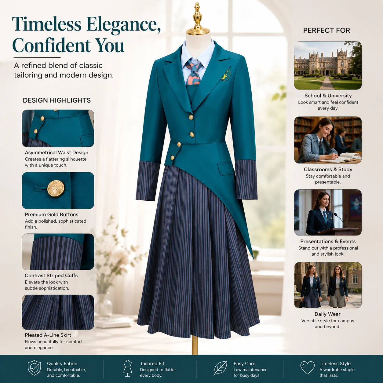 Witch Cosplay Costume | Green Jacket And Skirt | Polyester Knit | Women
