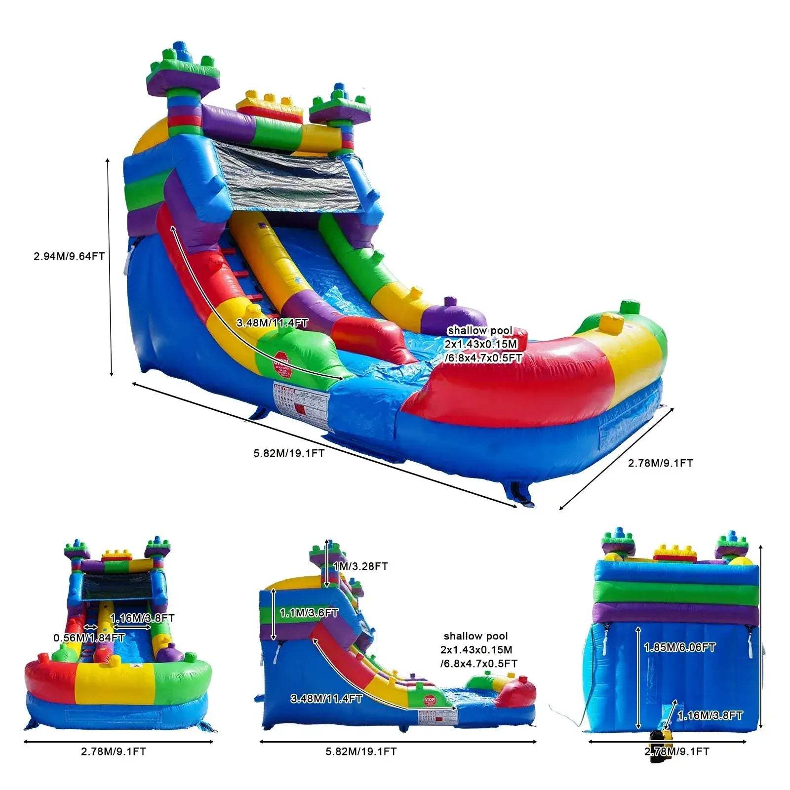 Semi Commercial Inflatable Water Slide Bounce House With Shallow Pool - ToylandEU