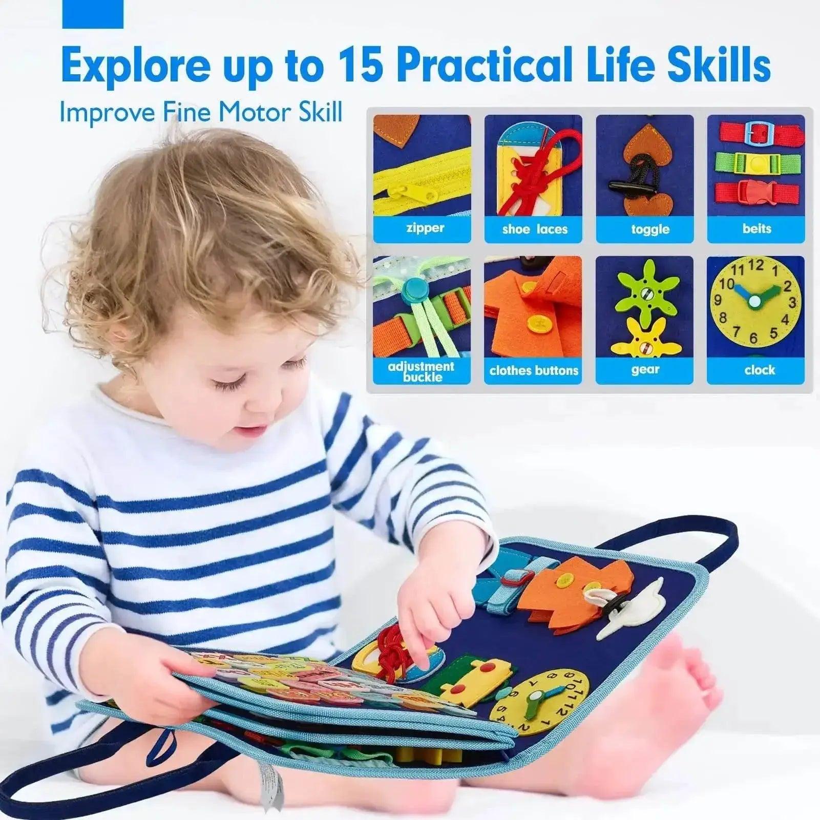  Sensory Montessori Busy Board for Toddlers Travel Edition 1-4 Years Fine Motor Skills -  ToylandEU™