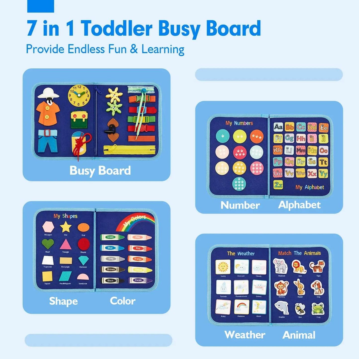 Sensory Montessori Busy Board for Toddlers - Fun Learning On-the-Go! - ToylandEU