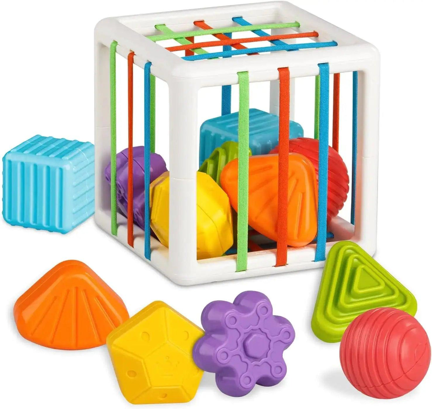  Sensory Shape Sorting Cube Toy Textured Blocks Durable -  ToylandEU™