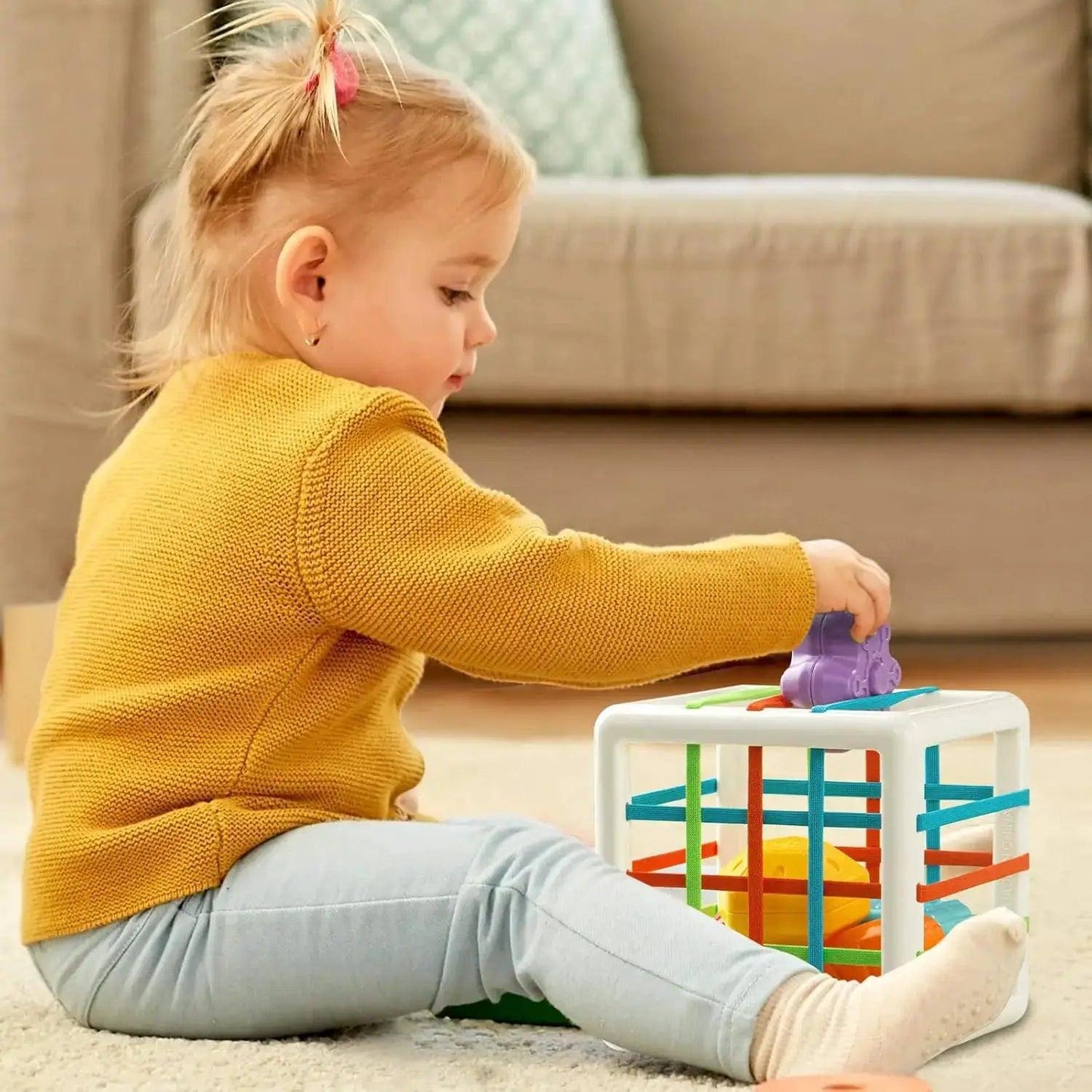  Sensory Shape Sorting Cube Toy Textured Blocks Durable -  ToylandEU™