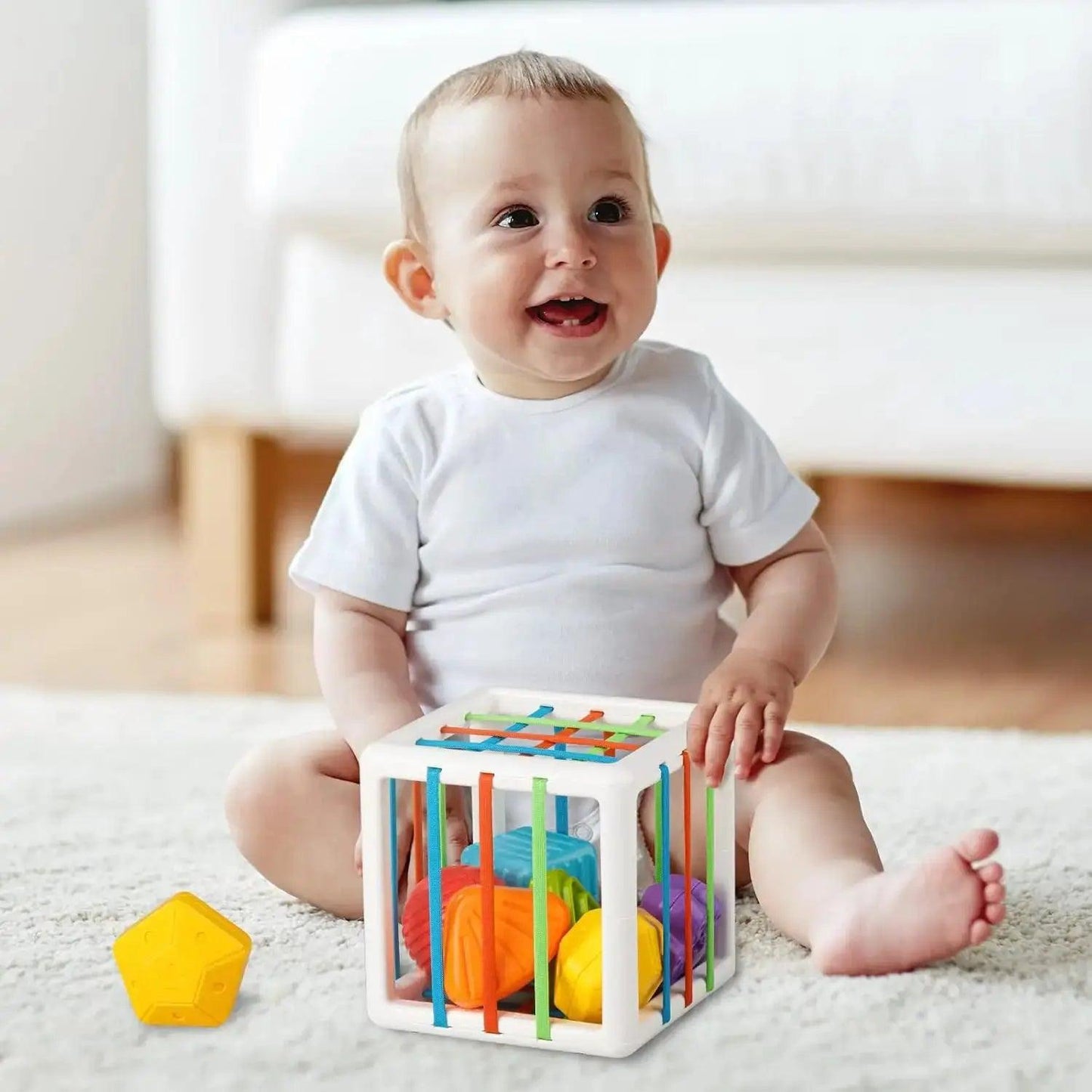  Sensory Shape Sorting Cube Toy Textured Blocks Durable -  ToylandEU™