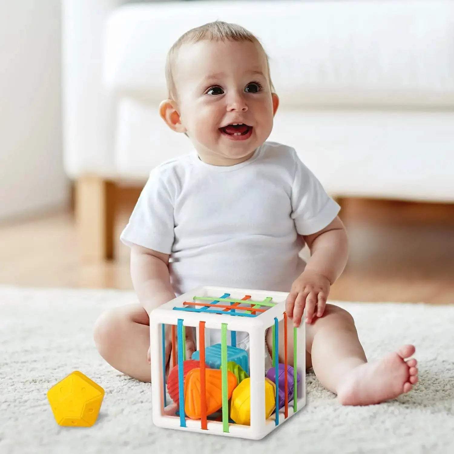  Sensory Shape Sorting Cube Toy Textured Blocks Durable -  ToylandEU™