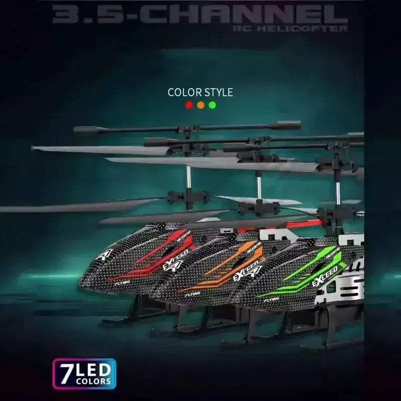 Seven Color LED Alloy RC Helicopter USB Rechargeable Fixed Height - ToylandEU