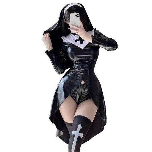  Sexy Gothic Nun Latex High Split Costume Toyland EU -  ToylandEU™