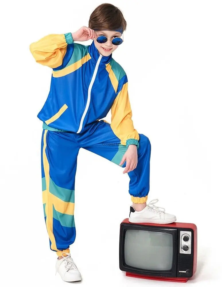 Retro Kids' Blue Disco Tracksuit - Perfect for 80s Parties & Cosplay