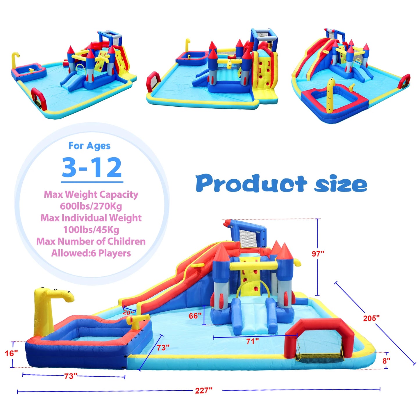 Inflatable Water Slide 10in1 Bounce House For Outdoor Fun