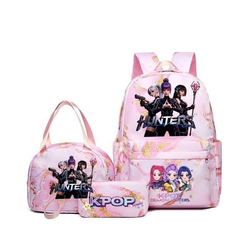 Pink Demon Hunter Backpack For Teens With Durable School Bag