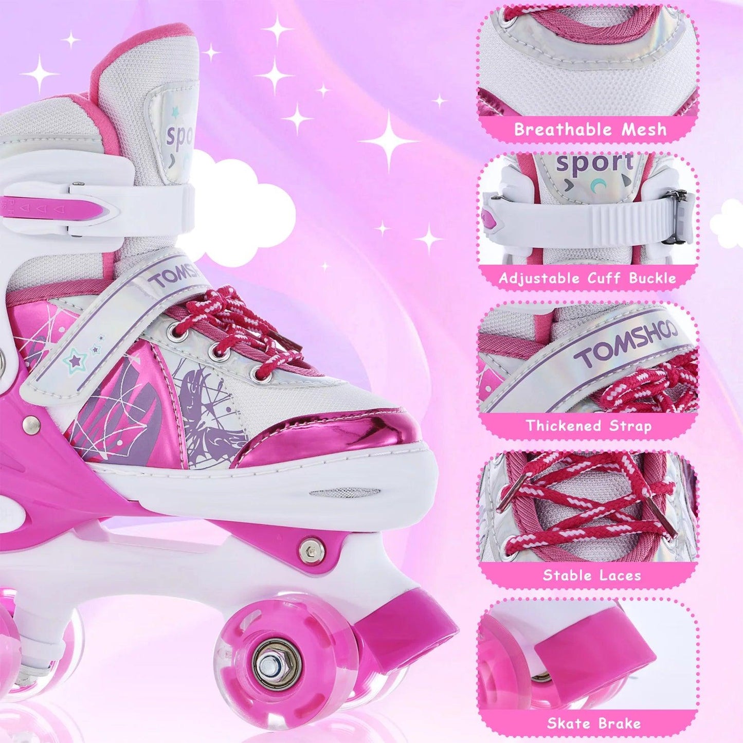 Roller Skates | 4 Size Adjustable | Toylandeu™
