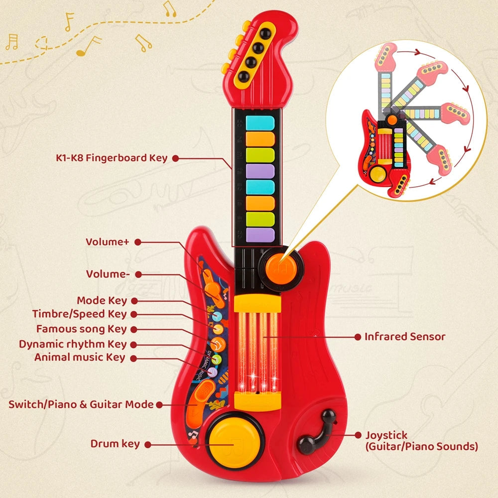 Electric 2-In-1 Kids Guitar and Piano Toy - ToylandEU