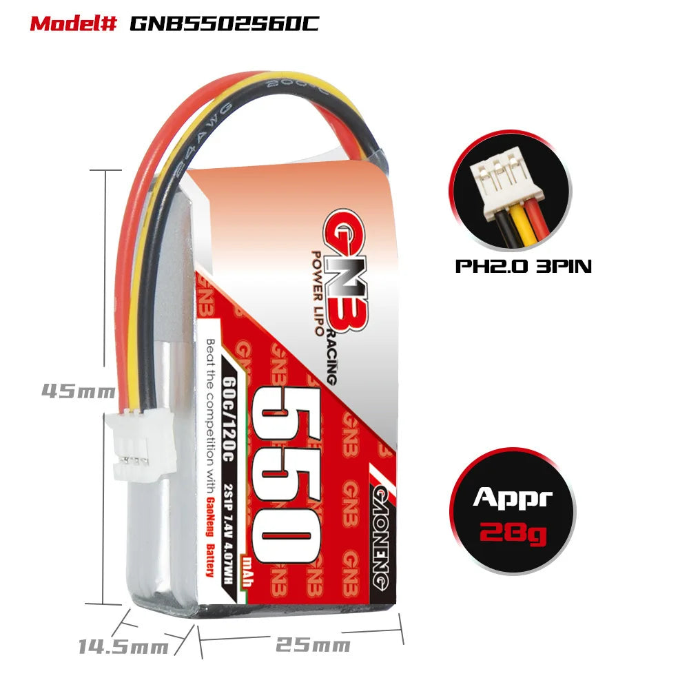 High-Performance 7.4v 550mAh Lipo Battery for RC Racing Cars with Rapid Discharge Rates - ToylandEU