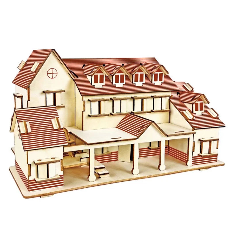 3D Wooden Doll House Puzzle | Villa DIY Kit | Educational Toy | Ages 6-12
