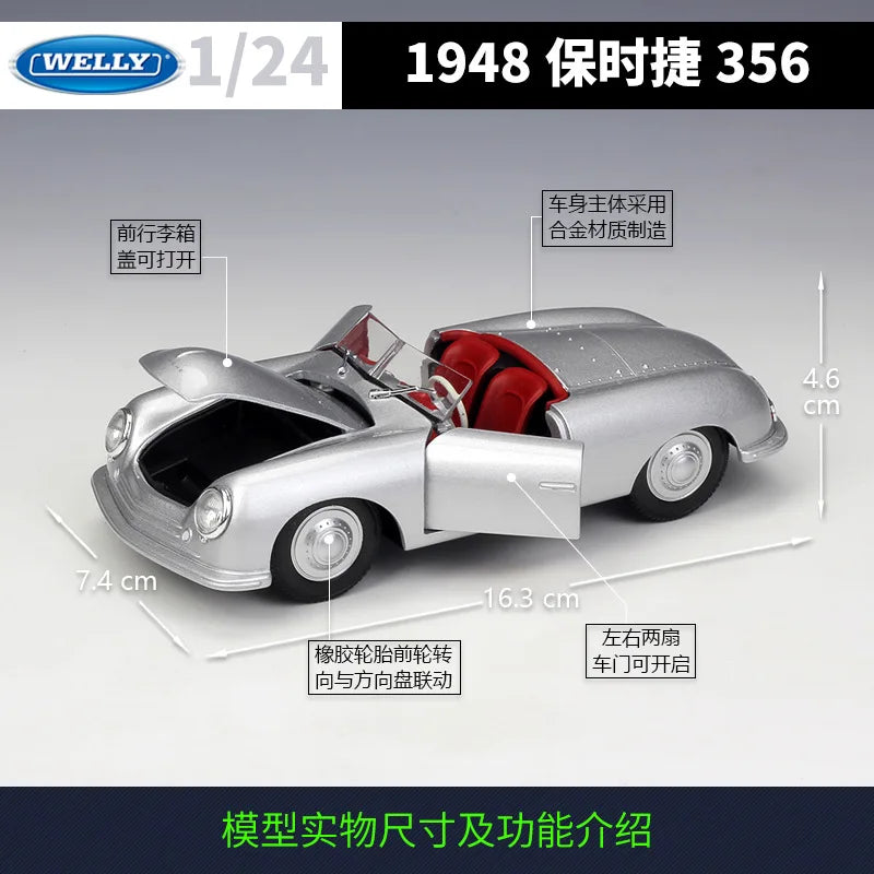 Diecast Model Car | Scale 1:24 Porsche 356 No.1 Roadster | Alloy | 16.3x7.4x4 cm