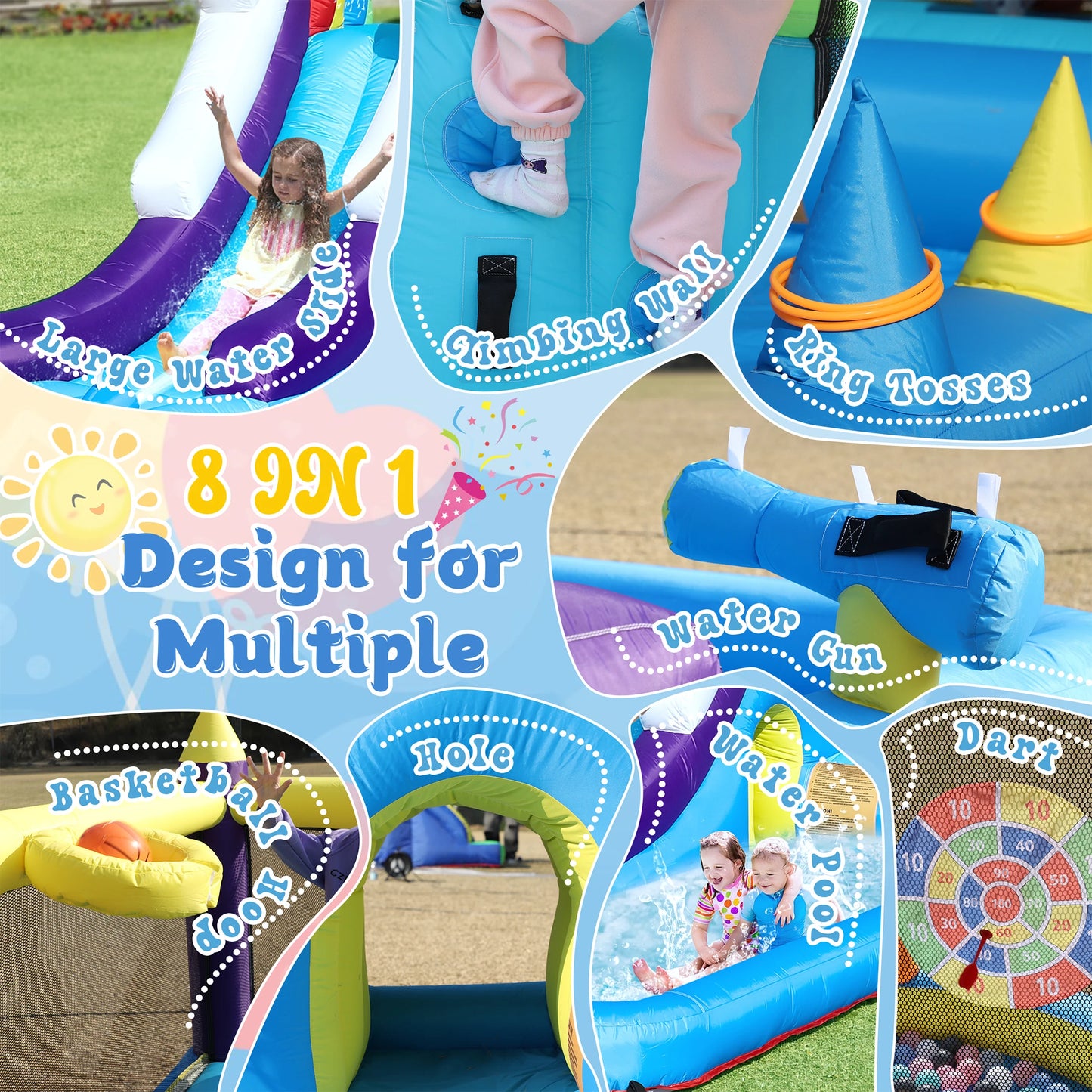 16ft Inflatable Water Slide With Splash Pool For Kids