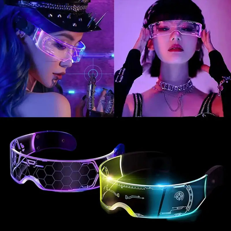 Luminous Glasses 7 Colors and 4 Modes Cyberpunk Glasses Futuristic Sunglasses rave Accesories for man women cospaly supplies - ToylandEU