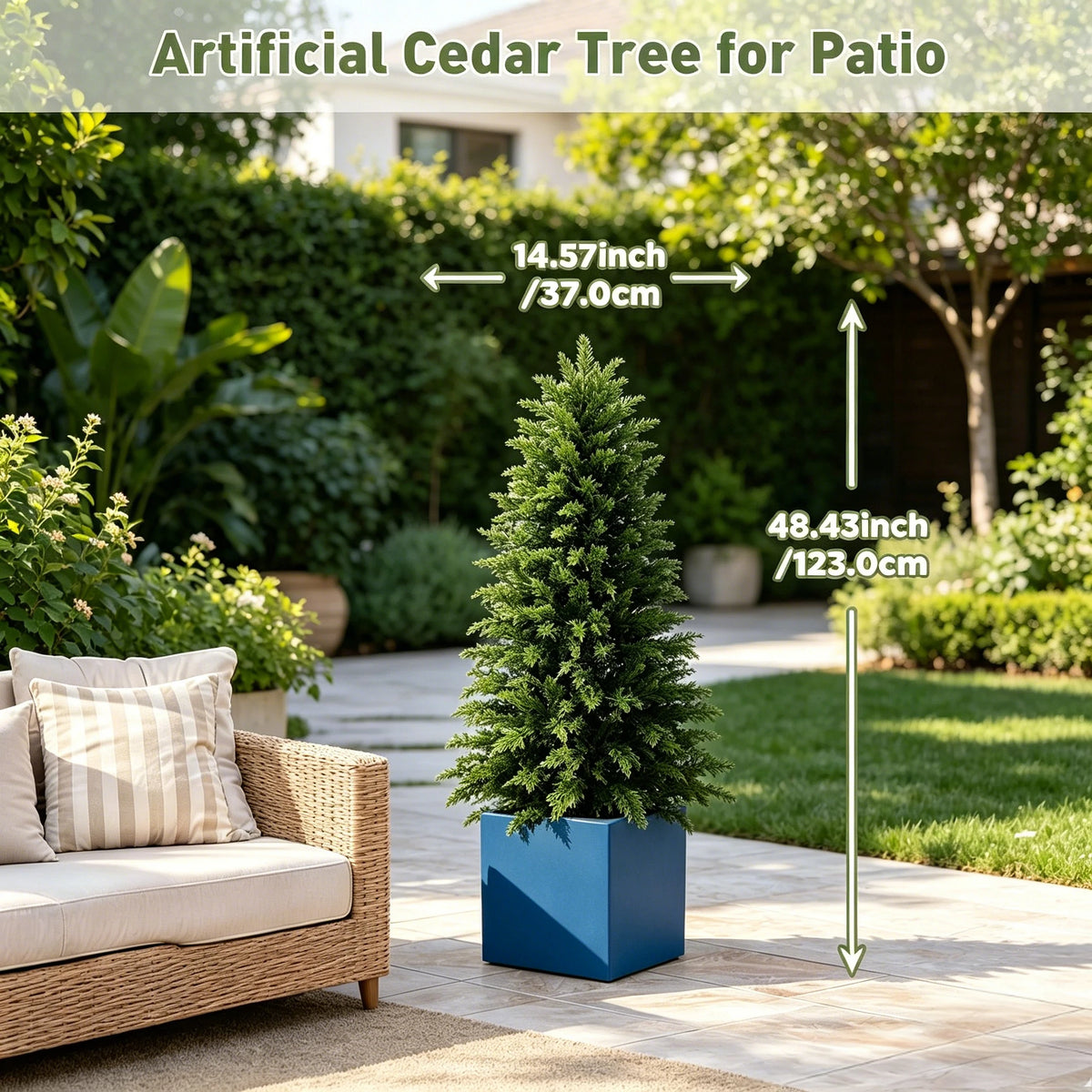 Artificial Cedar Topiaries | UV Resistant | Black Pot | 2 To 6 Ft For Yard