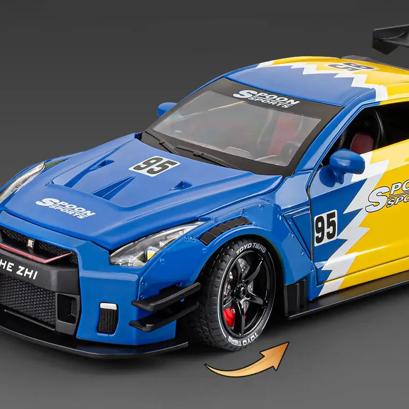With Spray 1/24 Silvia GTR GT-R R35 Alloy Sports Car Model Diecast Metal Racing Vehicles Car Model Sound and Light Kids Toy Gift - ToylandEU