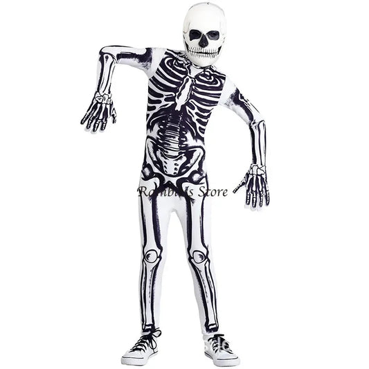 Unisex Kids Skeleton Zombie Costume - Perfect for Halloween Fun!