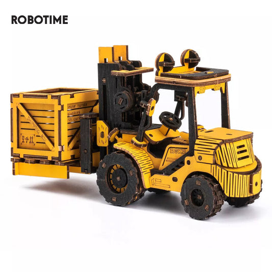 Robotime ROKR Forklift 3D Wooden PuzzleTG413K - DIY Educational Building Block Set for Kids