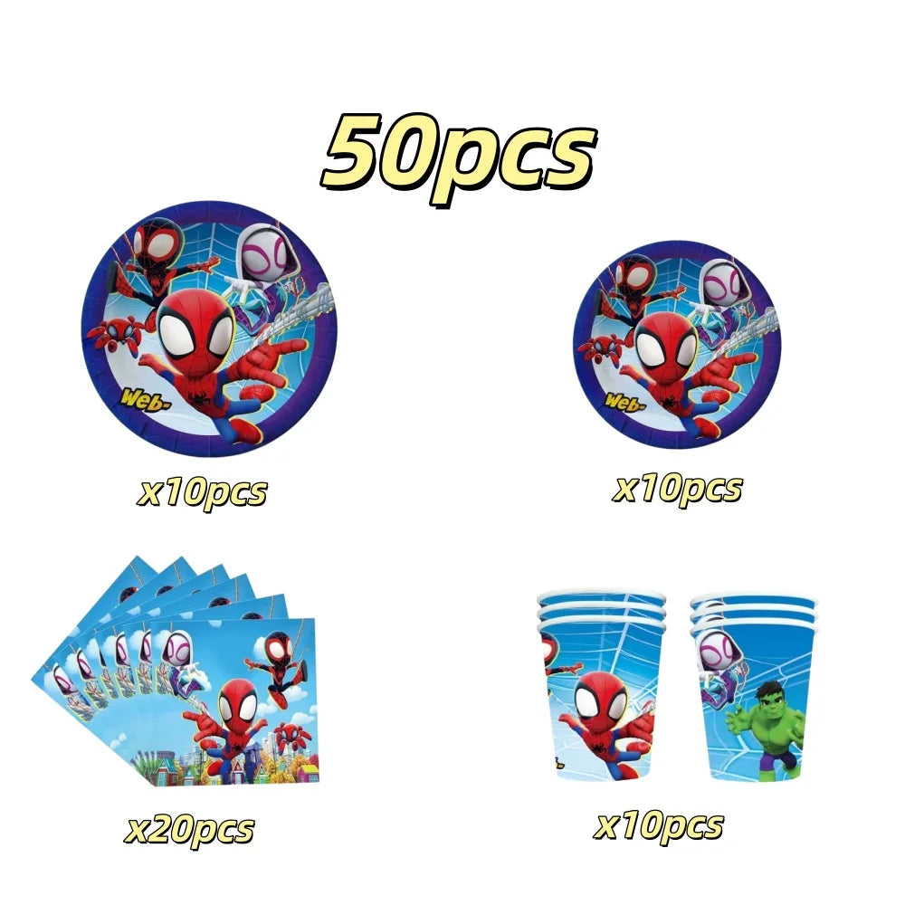 Spider Hero Tableware Kit | Birthday Party Supplies | Plates Cups Tablecloth