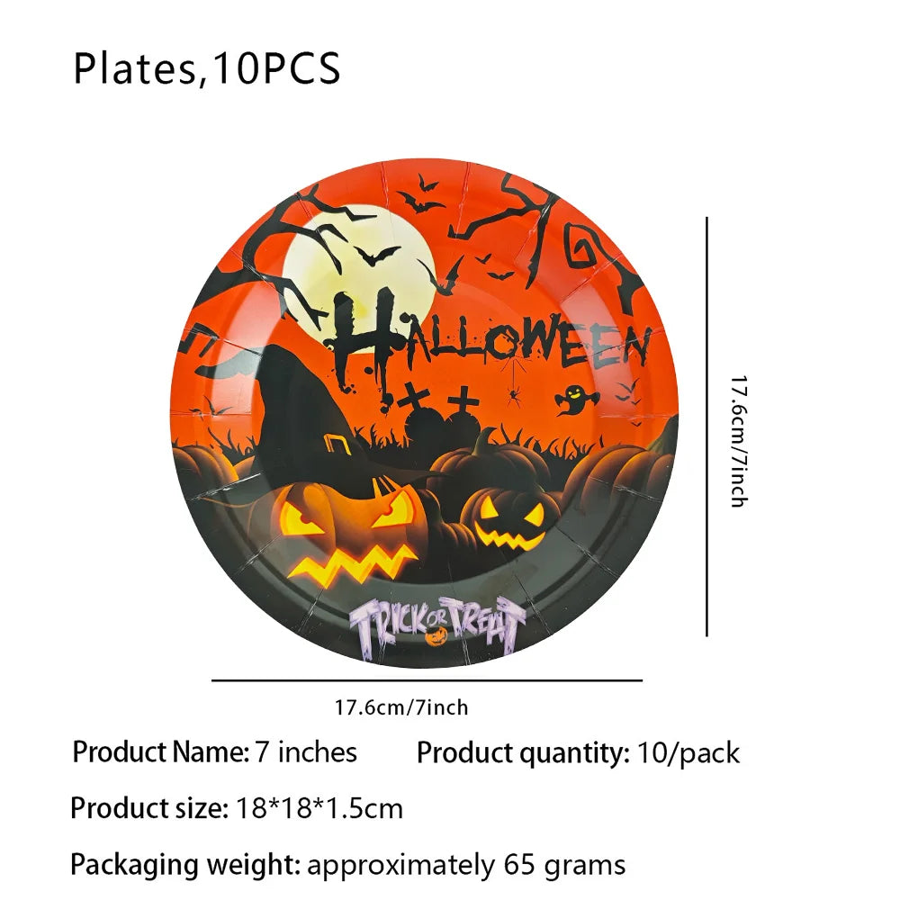 Halloween Party Tableware | Paper Disposable | Plates Cups | Birthday Decor