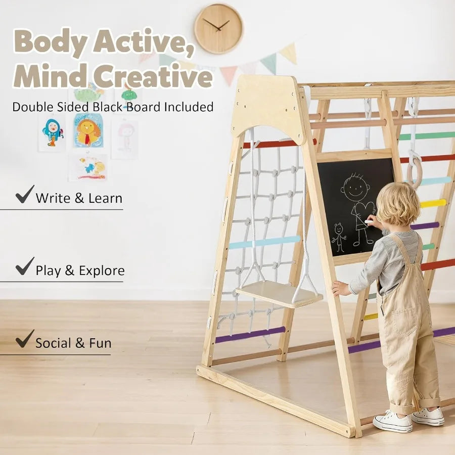 Indoor Jungle Gym 10 In 1 Wooden Montessori Climber