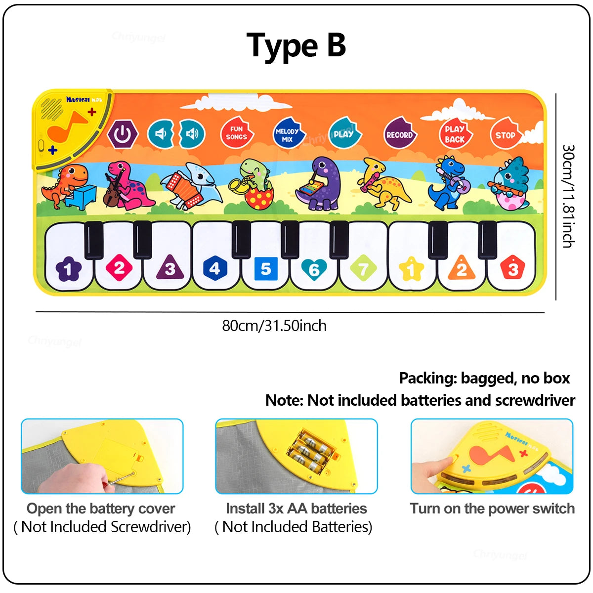 Kids Piano Mat Floor Keyboard Dance Rug For Musical Fun