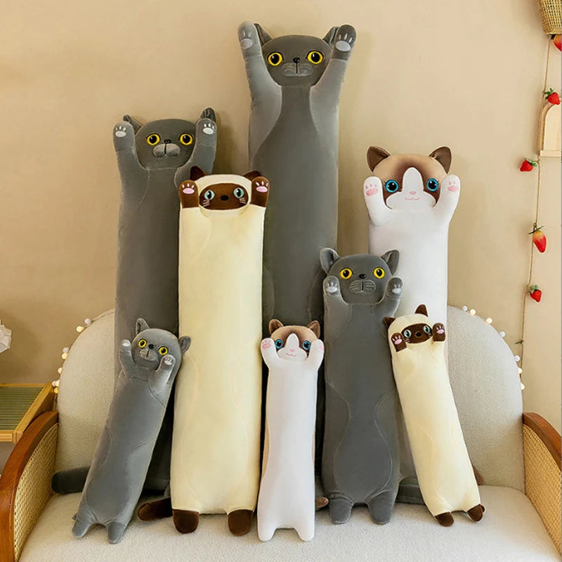 Plush Cat Pillow | Long Sleepy Shape | Toylandeu™