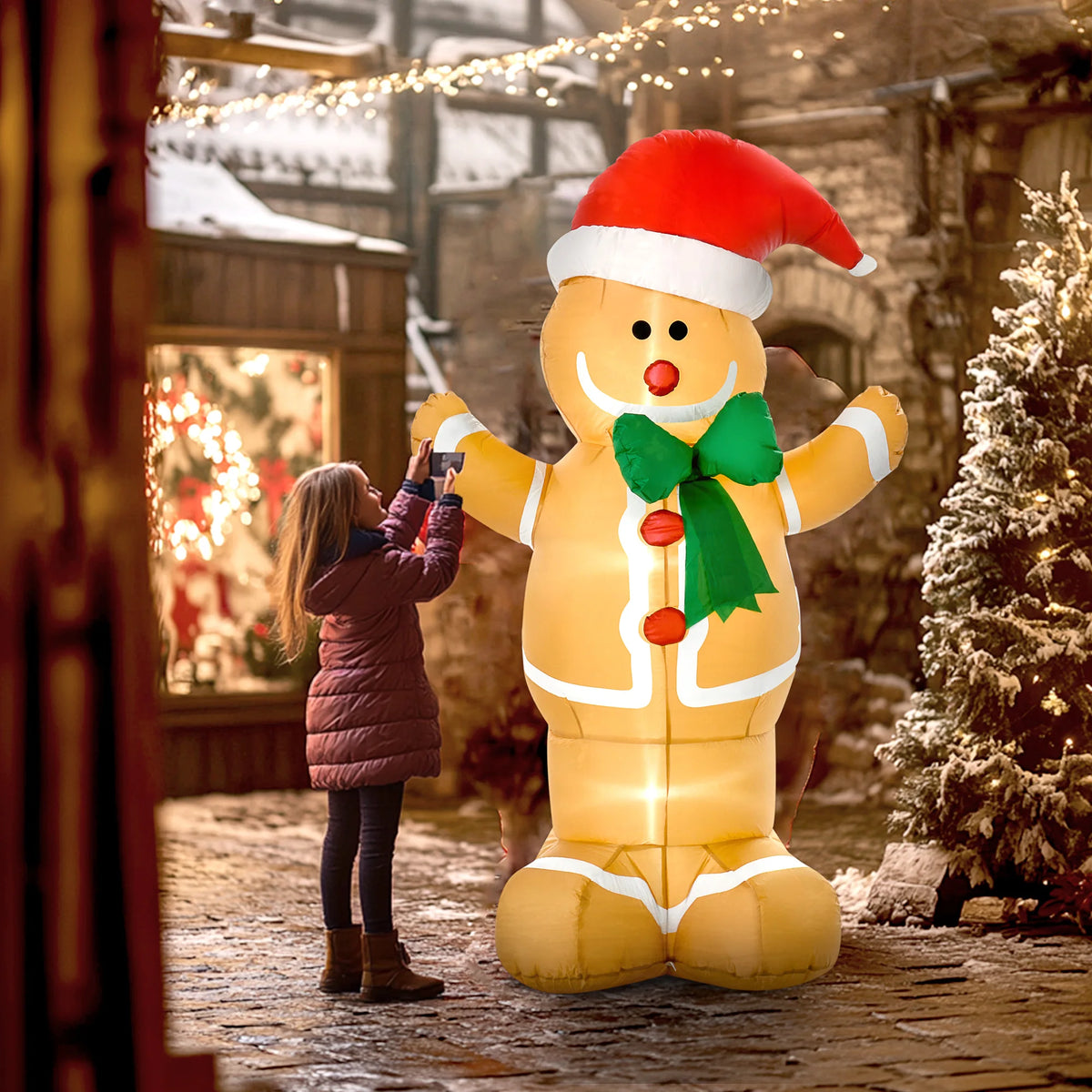 Christmas Inflatable Gingerbread Man | 6ft | Outdoor LED Lights