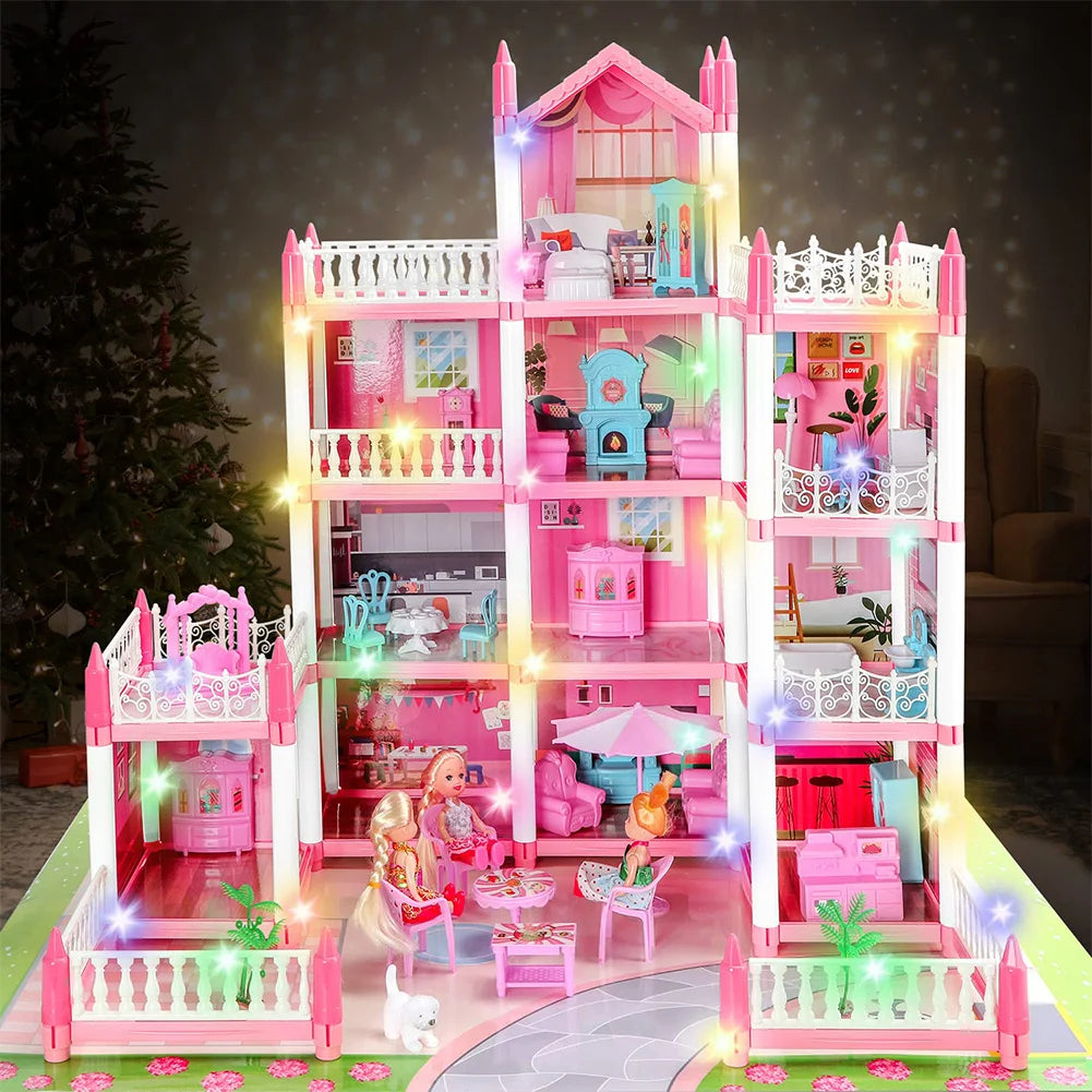 DIY Dollhouse Kit With 4 Dolls And Educational Accessories