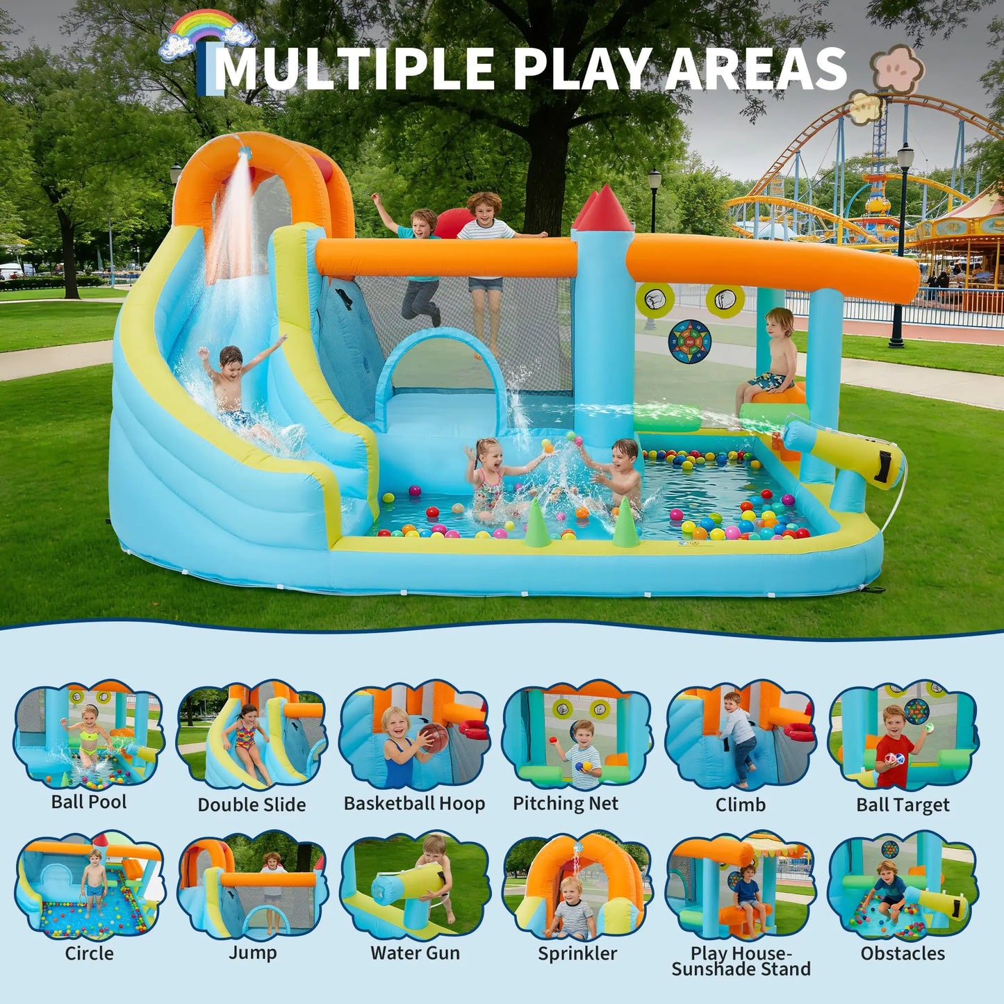 14Ft Kids Bounce House With Slide For Epic Backyard Parties