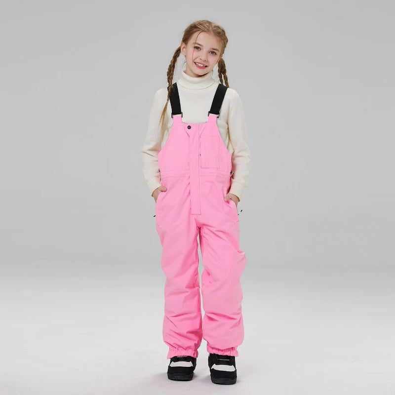 Kids Ski Bib Pants | Waterproof Windproof | Thickened Warm Lining | Youth