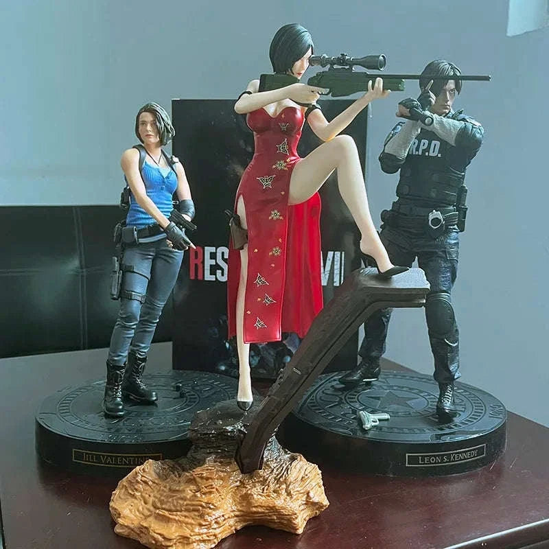 Ada Wong, Jill Valentine, Leon Scott Kennedy Figure, Resident Evil Anime Gaming Figurines 13 in