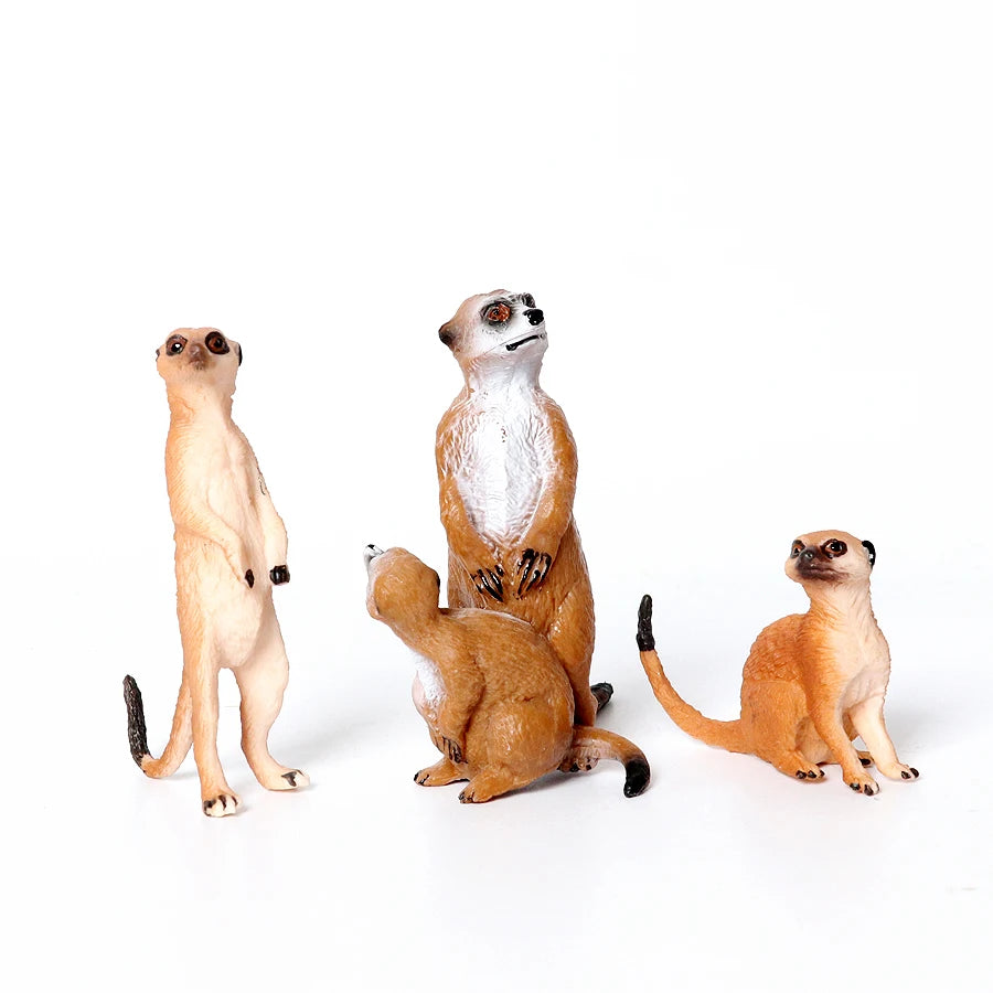 Hand-Painted Forest Animal Figures Set with Otters, Meerkat, and Beaver Model - ToylandEU