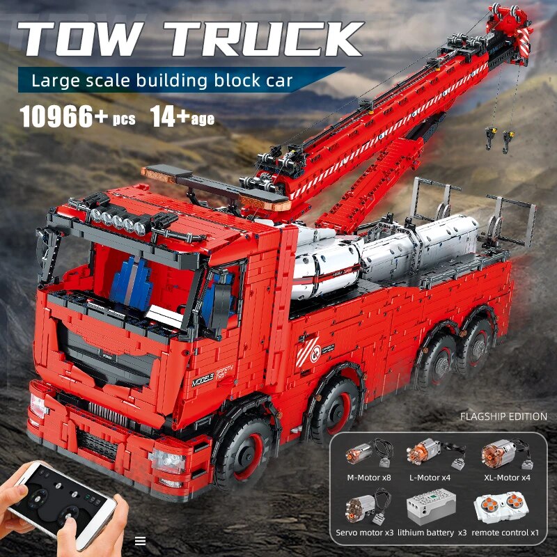RC Tow Truck Building Blocks for Kids - Mould King Engineering Vehicle Model