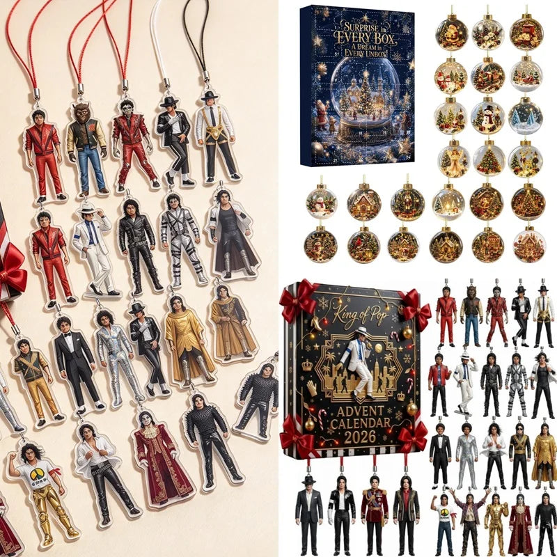 Advent Calendar | 2026 Countdown | 24 Piece 2D Flat Acrylic Hanging Ornaments | Santa Claus Christmas Decor