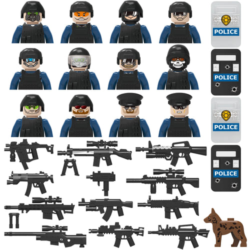 Military Army and Police Building Blocks Figures Set, including WW2 Soldier and SWAT Officer Toys ToylandEU.com Toyland EU