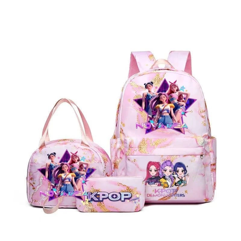 Pink Demon Hunter Backpack For Teens With Durable School Bag