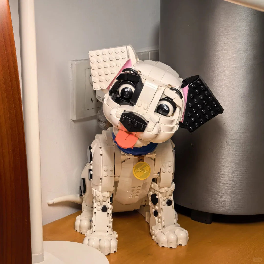 MOC White Puppy Model | Plastic Display Ornament | One Size