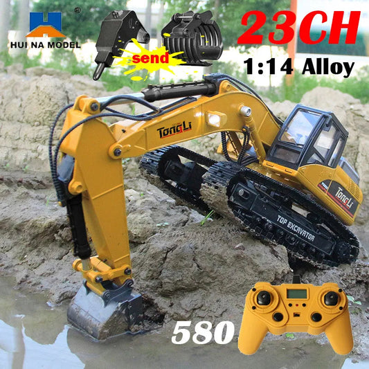 580 1:14 Scale RC Excavator with 40-Minute Battery Life and Realistic Features - ToylandEU