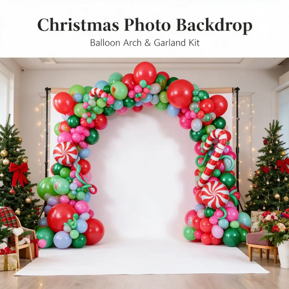 Candy Balloon Garland Kit | Christmas Theme | Hot Pink And Green | Party Decor