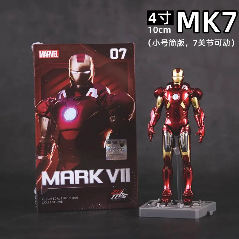 4 inches Original 1/10 ZD Toys Iron Man Action Figure MK1 MK2 MK3 MK4 MK5 MK6 MK7 Tony Stark Anime Doll Model Kids Birthday Gift - ToylandEU