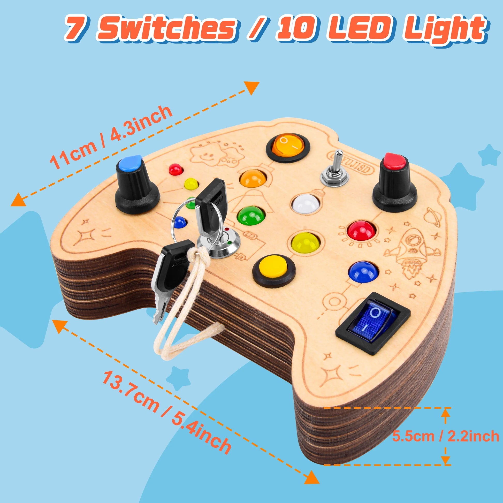 Montessori Educational Busy Board with LED Light for Children 3 Years and Older - ToylandEU