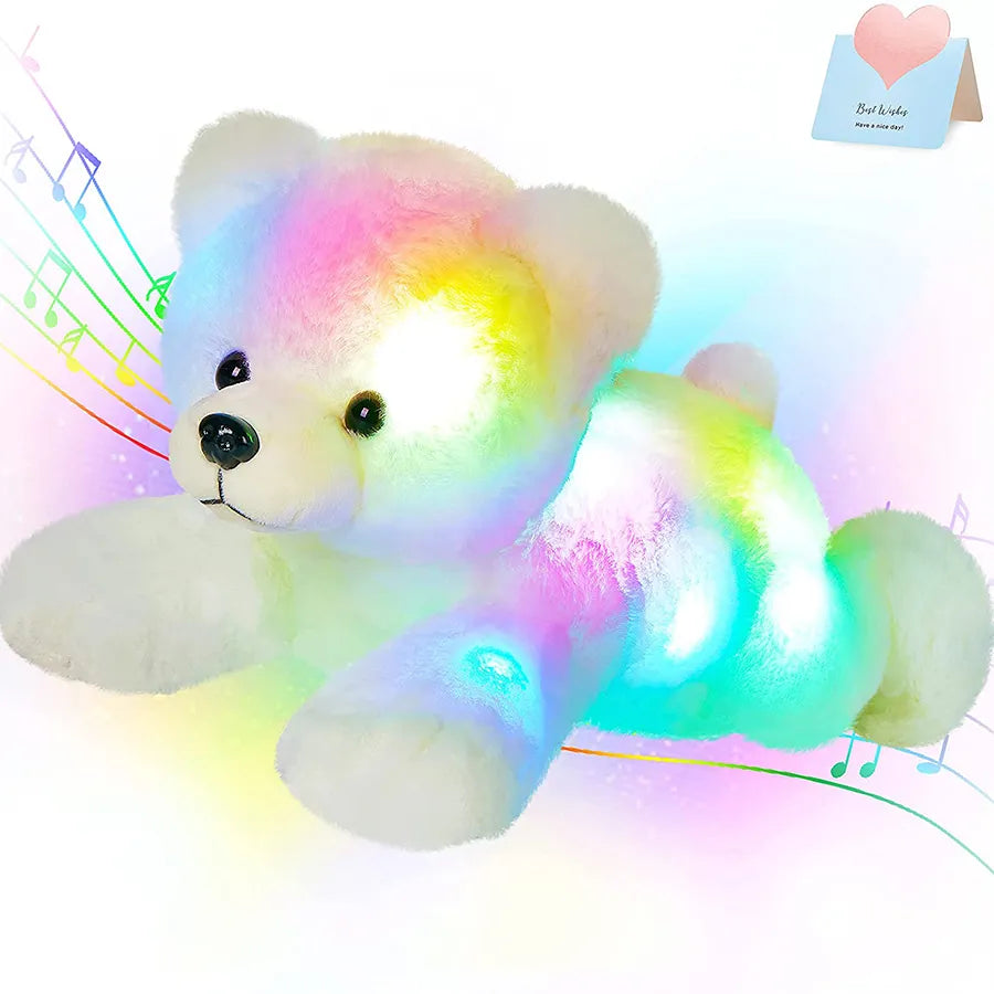 37cm Stuffed Polar Bear Plush Doll Animals LED Plush Toy Music Night