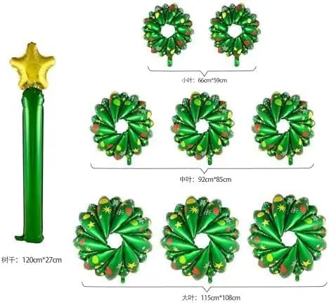 Christmas Tree Mylar Balloon | Self Standing | 51 Inch Green With Santa Topper