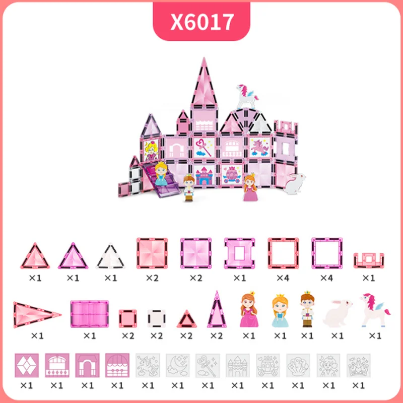 Magnetic Tiles | Educational Blocks | Castle Theme | 37/46/58/72/116 Pcs