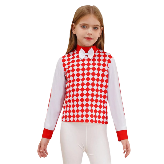 Medieval Knight Costume for Kids: Fun Zip Tee with Bow & Checkers