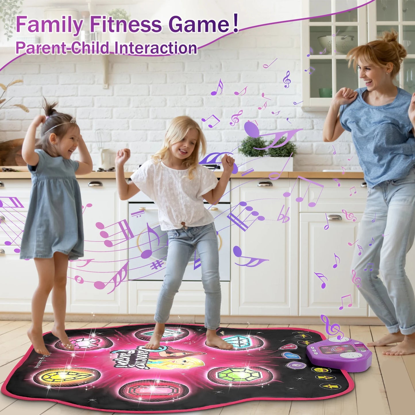 Bluetooth Dance Mat for Kids - 27 Levels, 6 LED Keys, Interactive Music Game Toy for Ages 3-8