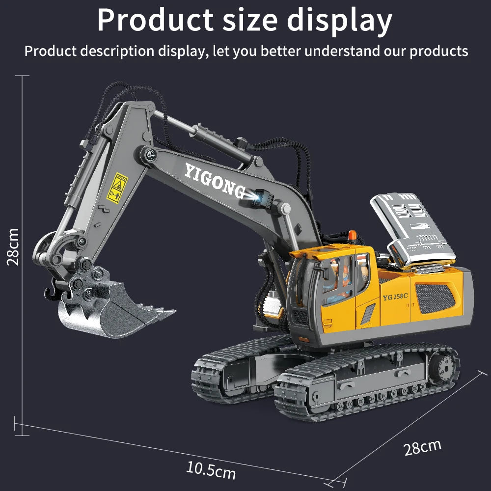 High-Tech RC Construction Vehicle Toy for Boys - Remote Control Metal Excavator Bulldozer Truck